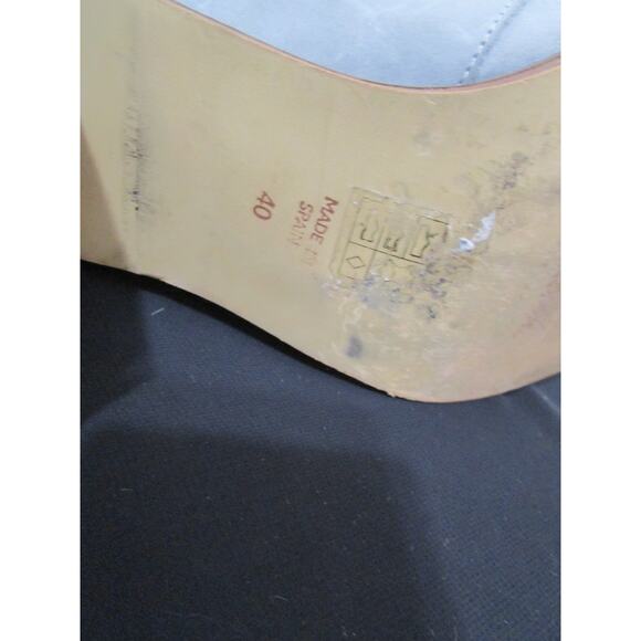 Topshop Gray Leather Lace Up Block Heel Booties Women 9-9.5 US/40 EU - Picture 9 of 11